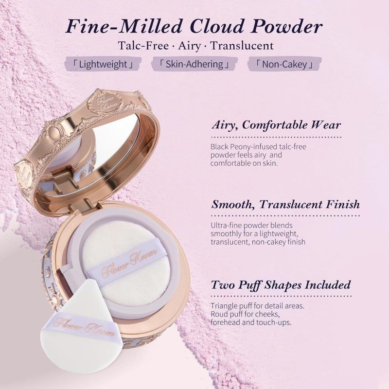 Flower Knows Knight Unicorn Cloud Loose Setting Powder (Case: Random Color + Refill: Translucent Fair))