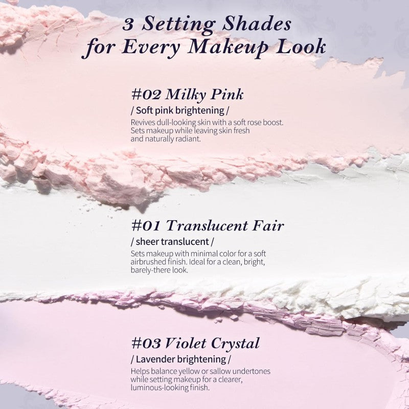 Flower Knows Knight Unicorn Cloud Loose Setting Powder (Case: Random Color + Refill: Translucent Fair))