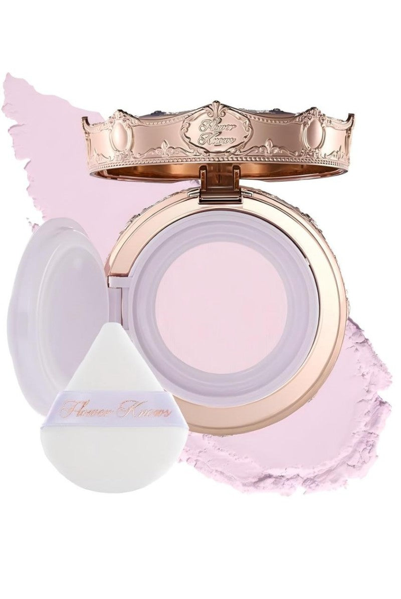 Flower Knows Knight Unicorn Cloud Loose Setting Powder (Case: Random Color + Refill: Violet Crystal))