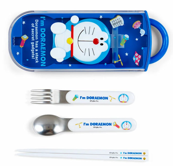 sanrio-三丽鸥-立体机器猫叉勺筷三件套