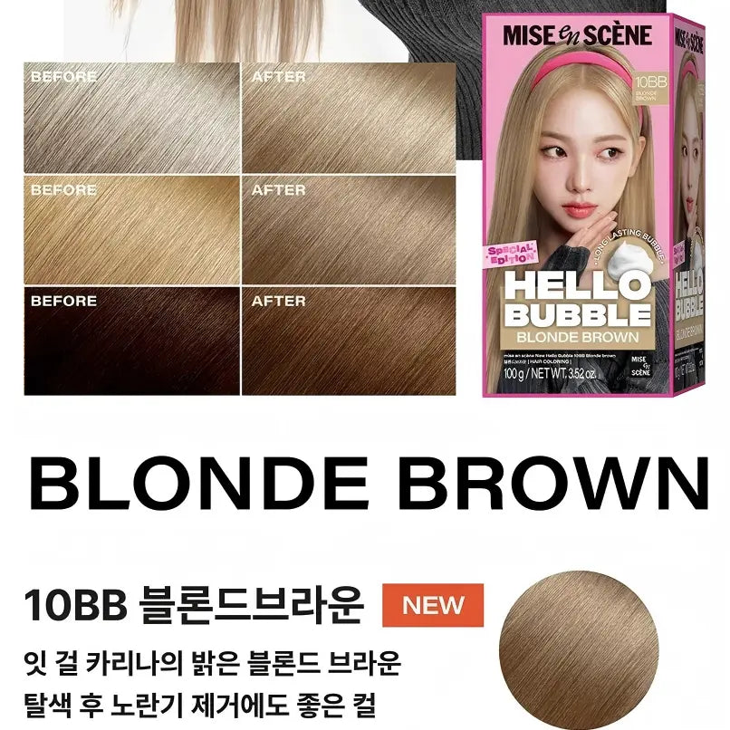 Mise En Scene Hello Bubble Foam Hair Dye #10BB Blonde Brown