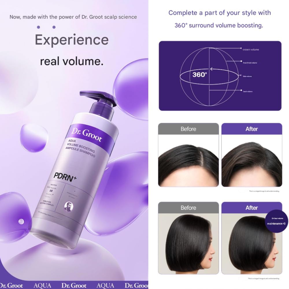 Dr.Groot Aqua PDRN Volume Boosting Ampoule Shampoo 300ml+50ml