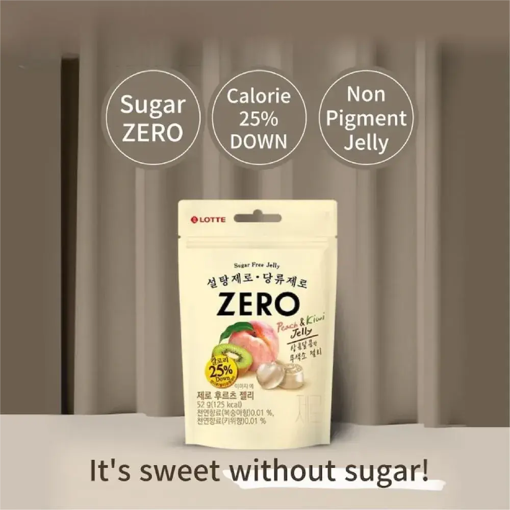 Lotte Zero Sugar-Free Fruit Jelly Peach & Kiwi 238g