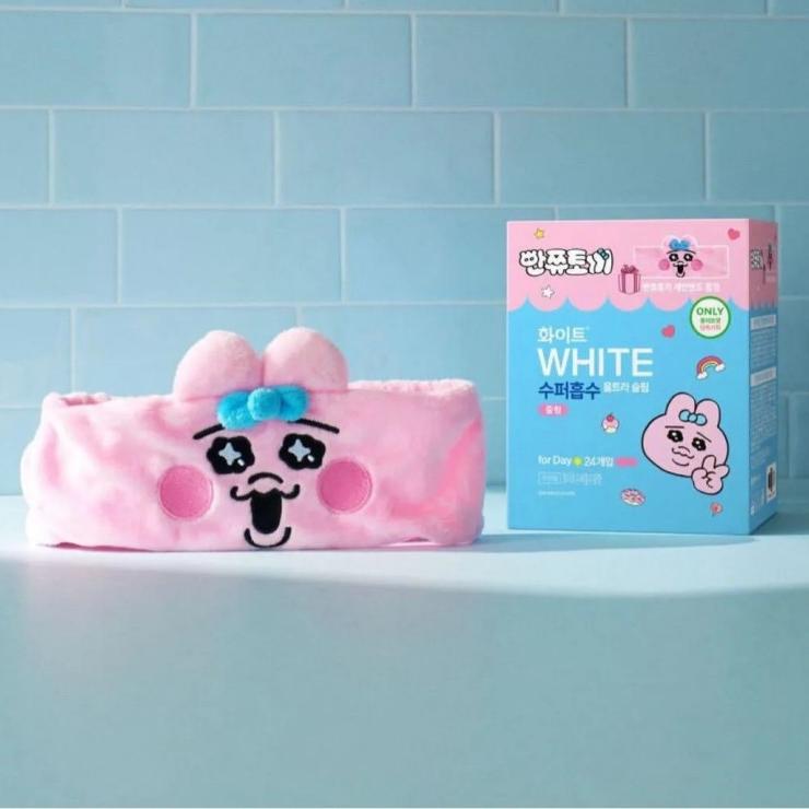 White Opanchu Usagi Daily Sanitary Napkins 24pcs (+ Face Wash Headband )