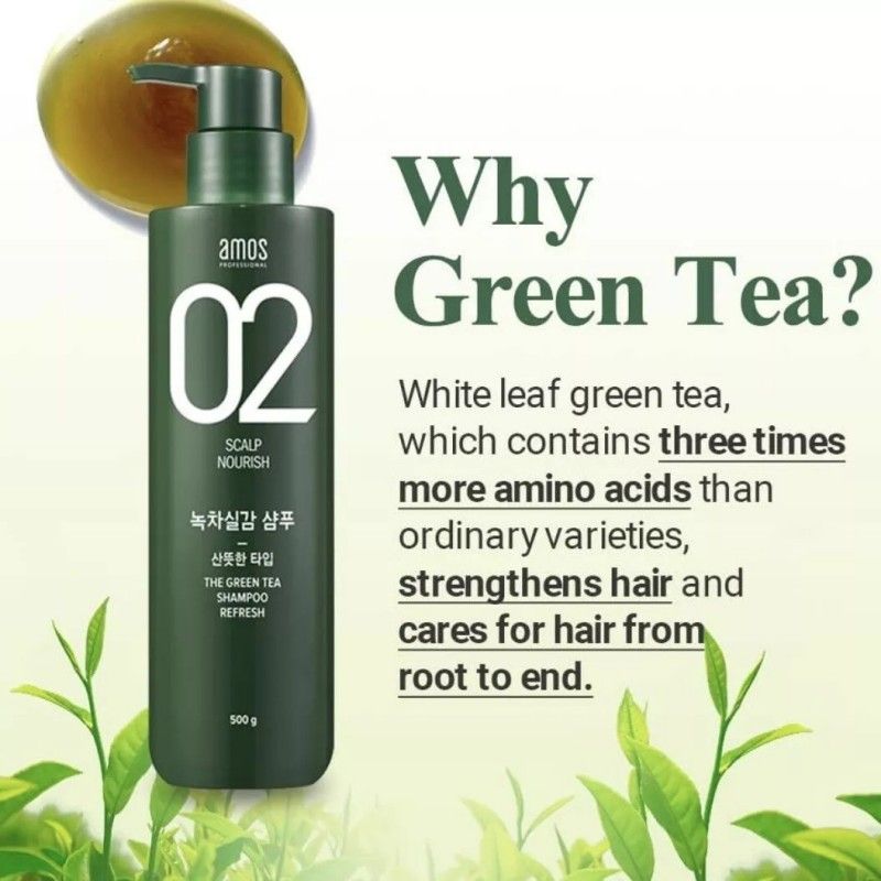 Amos 02 Nourish Scalp The Green Tea Shampoo Refresh 500g