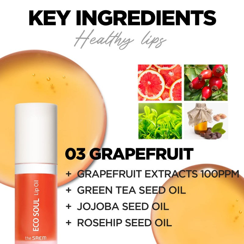 The Saem Eco Soul Lip Oil #03 Grapefruit