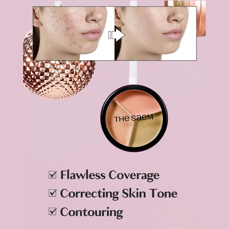 The Saem Cover Perfection Triple Pot Concealer #01 Correct Beige
