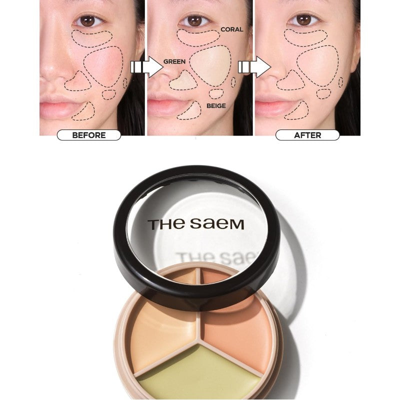 The Saem Cover Perfection Triple Pot Concealer #01 Correct Beige