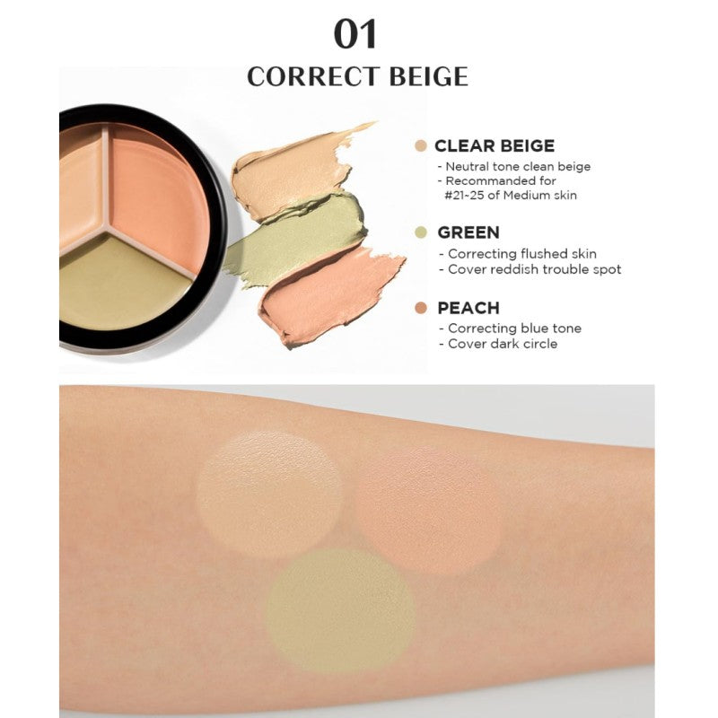 The Saem Cover Perfection Triple Pot Concealer #01 Correct Beige