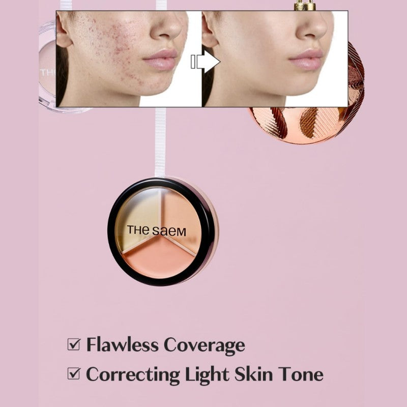 The Saem Cover Perfection Triple Pot Concealer #03 Correct Up Beige