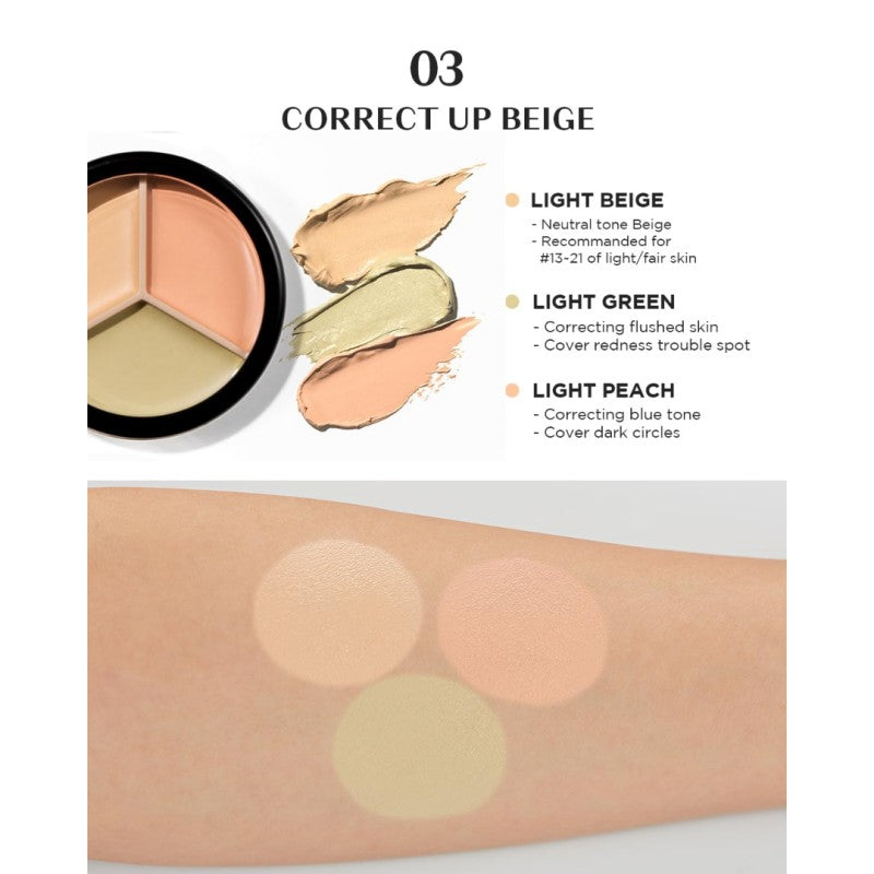 The Saem Cover Perfection Triple Pot Concealer #03 Correct Up Beige