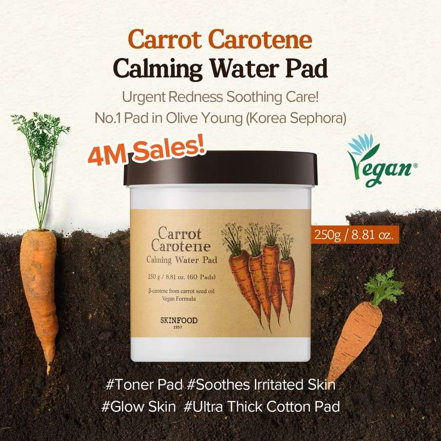 Skinfood Carrot Carotene Calming Water Pad 60pcs