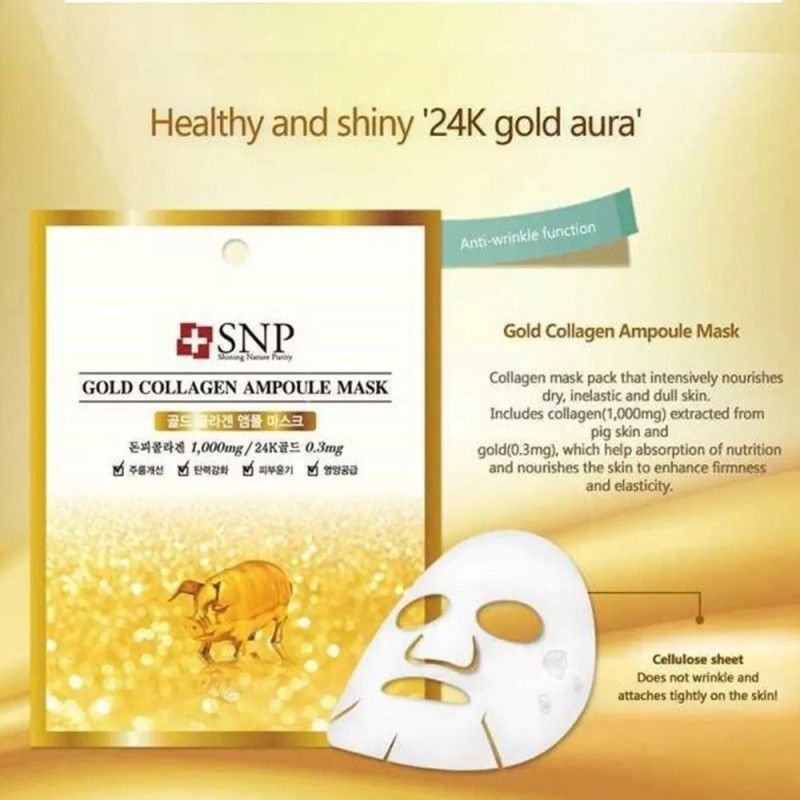 SNP Gold Collagen Ampoule Mask 10pcs
