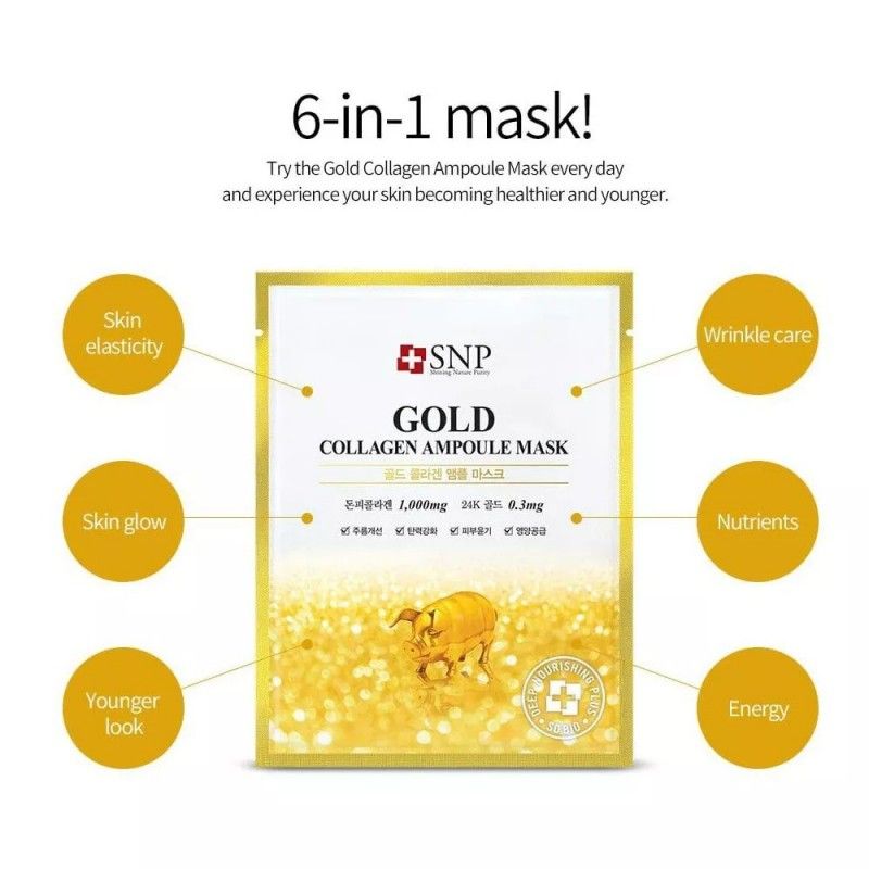 SNP Gold Collagen Ampoule Mask 10pcs