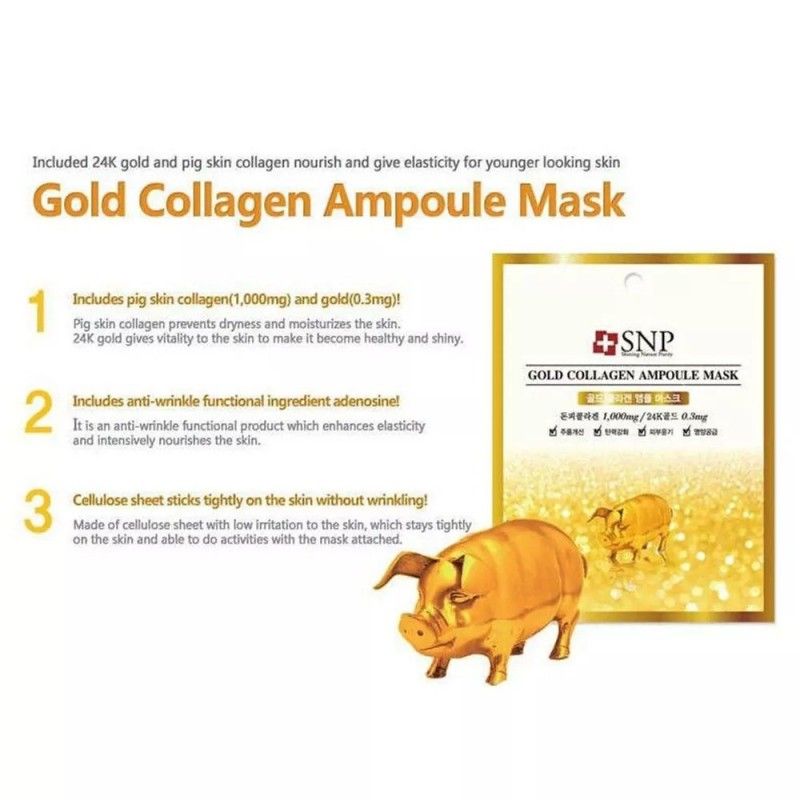 SNP Gold Collagen Ampoule Mask 10pcs