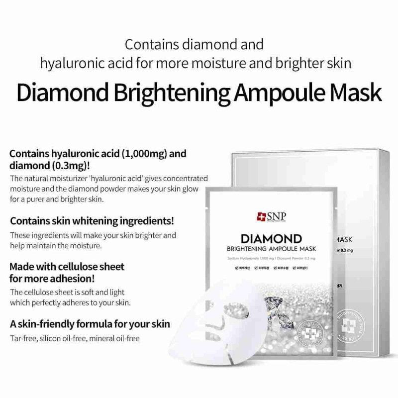 SNP Diamond Brightening Ampoule Mask 10pcs