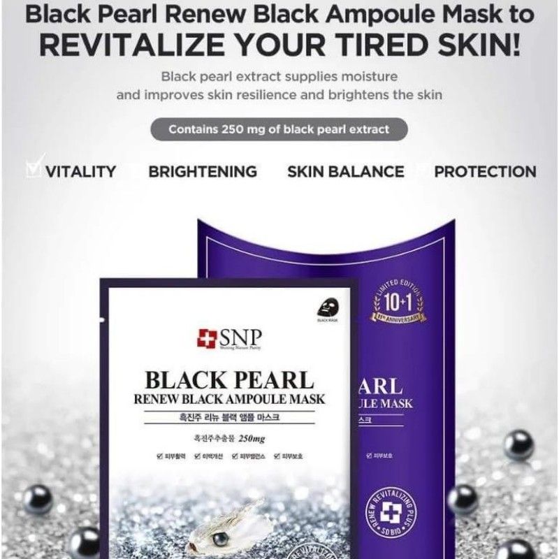 SNP Black Pearl Renew Black Ampoule Mask 10pcs