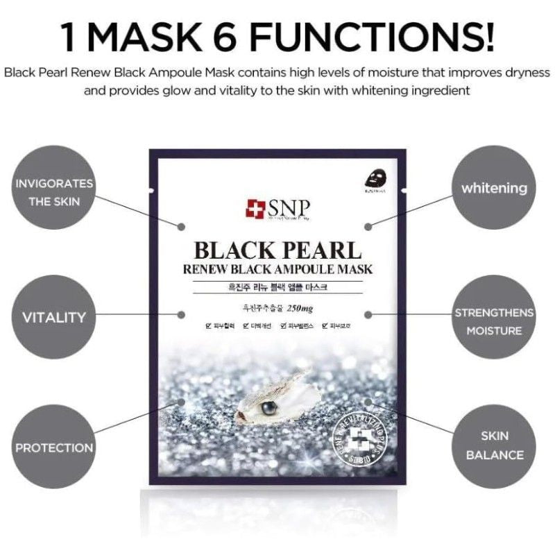 SNP Black Pearl Renew Black Ampoule Mask 10pcs