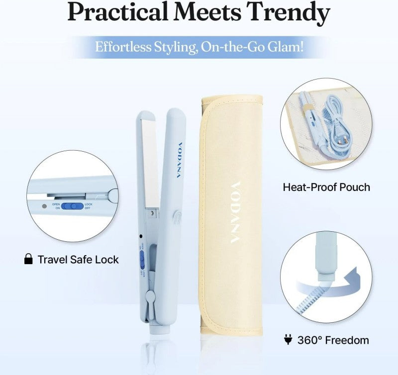 Vodana Mini Flat Iron Small Hair Straightener Blue