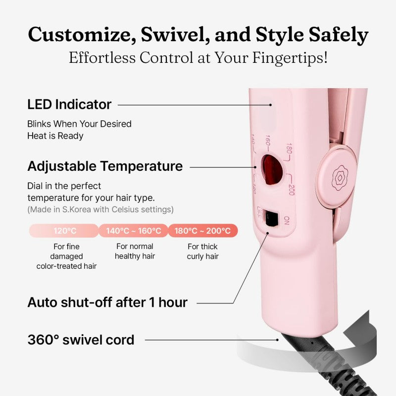 Vodana Mini Flat Iron Small Hair Straightener Pink