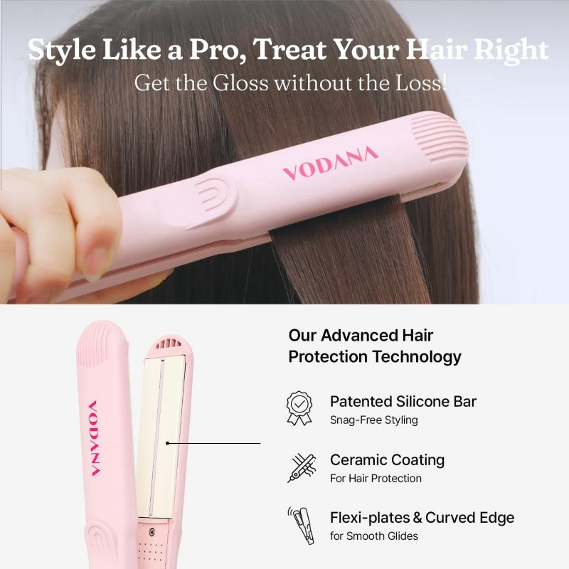 Vodana Mini Flat Iron Small Hair Straightener Pink