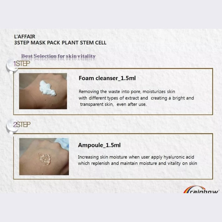 L ‘ Affair 3 Steps Plant Stem Cell Skin Renewal Mask 1pcs