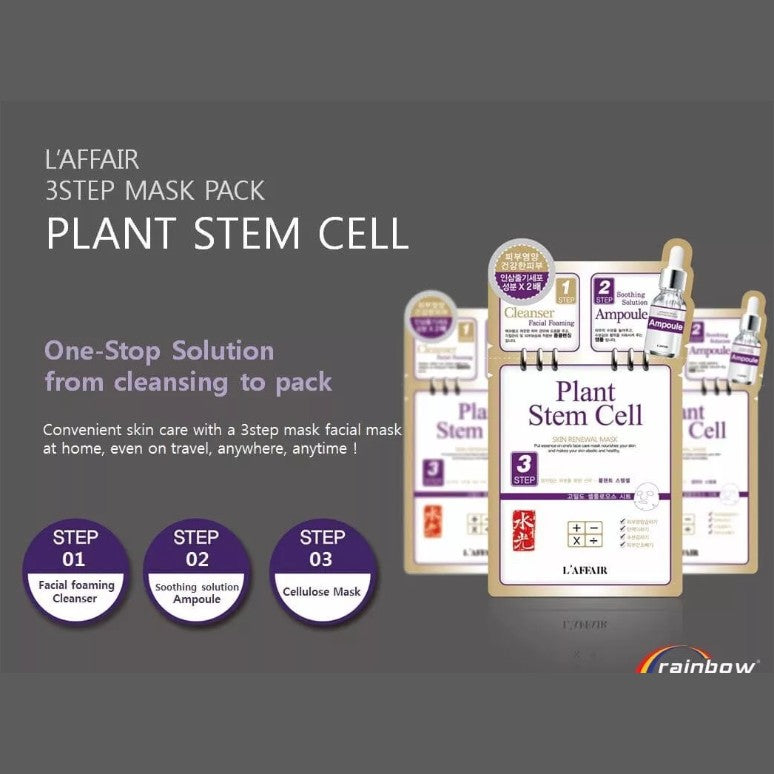 L ‘ Affair 3 Steps Plant Stem Cell Skin Renewal Mask 1pcs