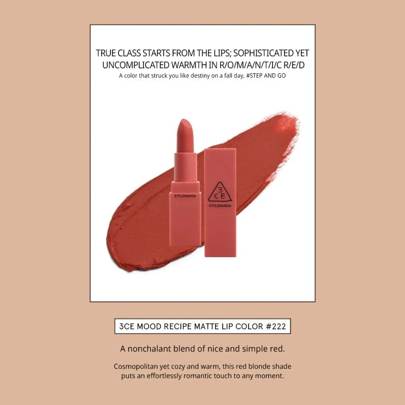 3CE Mood Recipe Matte Lip Color #222