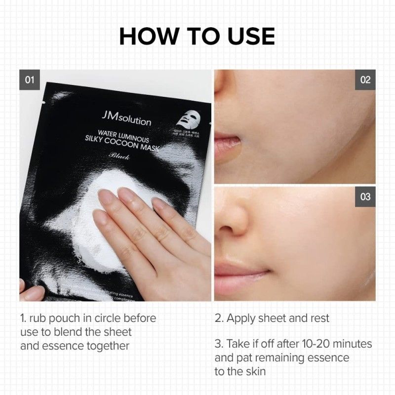 JM Solution Water Luminous Silky Cocoon Mask Black 1pcs