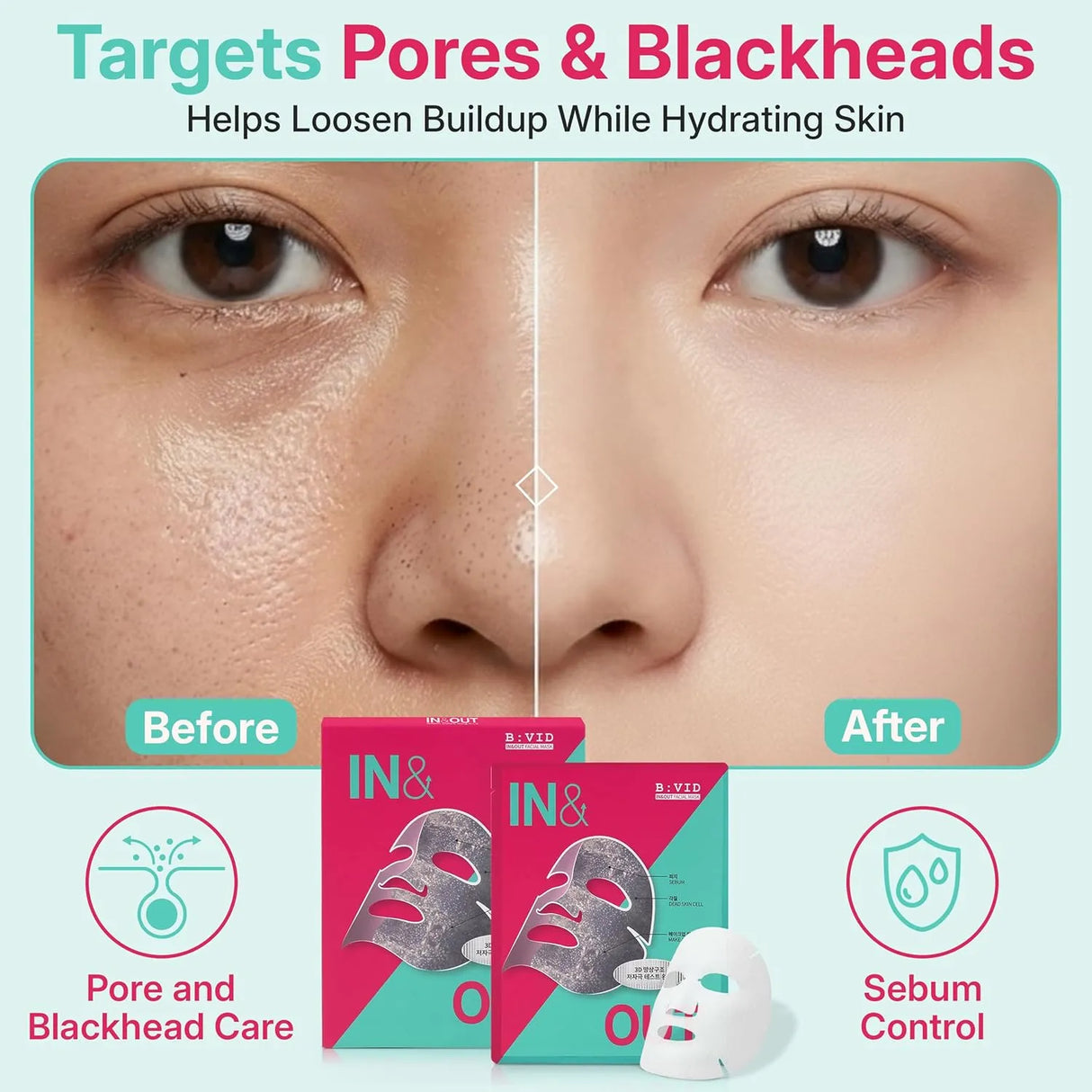 B:VID In & Out Facial Mask 5+1pcs