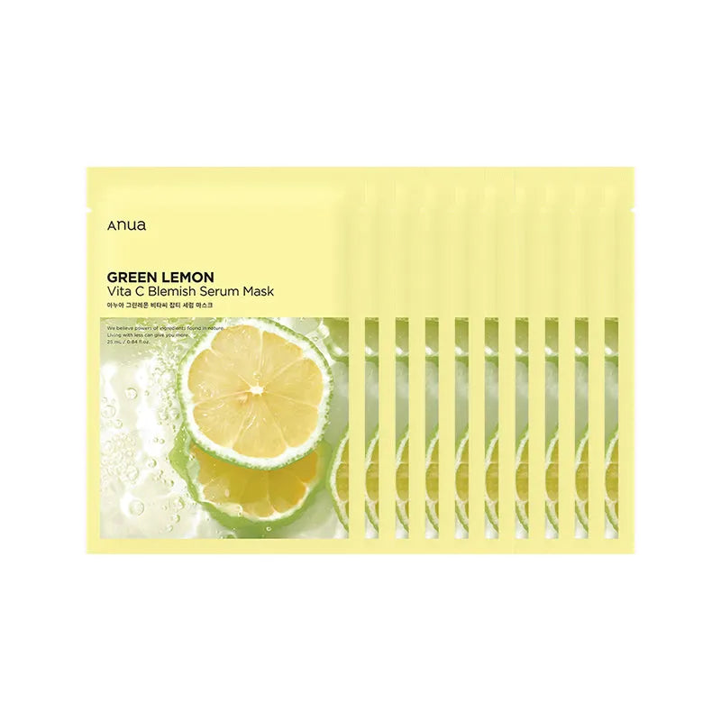 Anua Green Lemon Vita C Anti-Blemish Serum Mask 10pcs