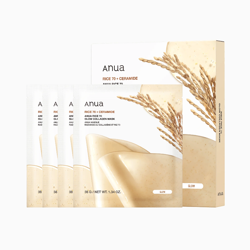 Anua Rice 70 Glow Collagen Mask 4pcs