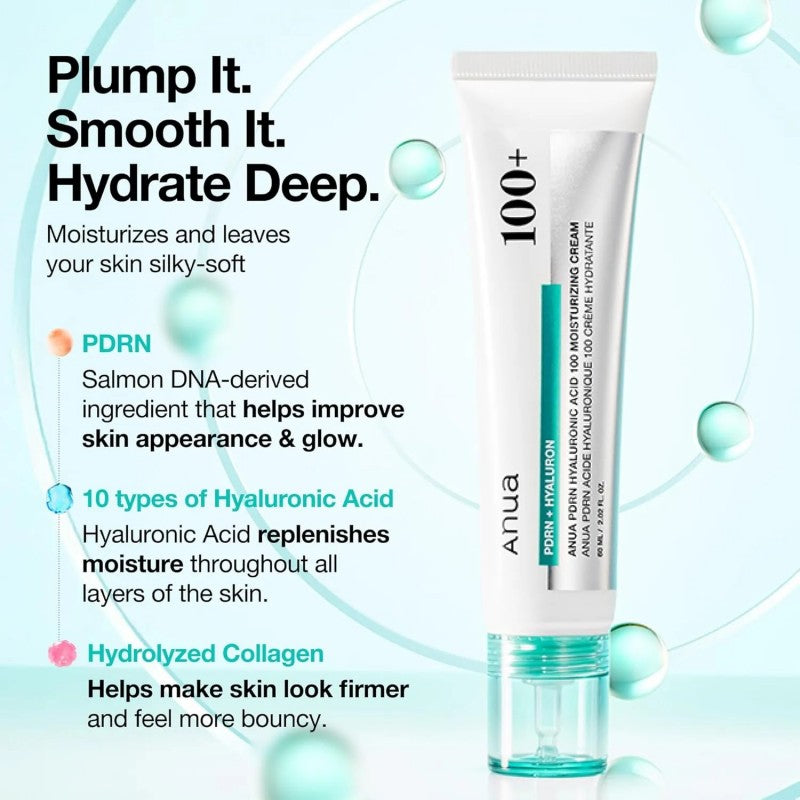 Anua PDRN Hyaluronic Acid 100 Moisturizing Cream 60ml+30ml