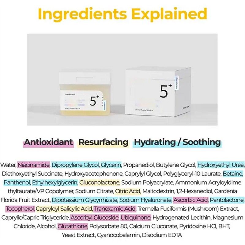 Numbuzin No.5 Vitamin-Niacinamide Concentrated Toner Pad 70pcs