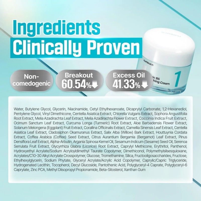 Numbuzin No.1 Pantothenic B5 Active Soothing Cream 80ml (+Pad 6pcs)