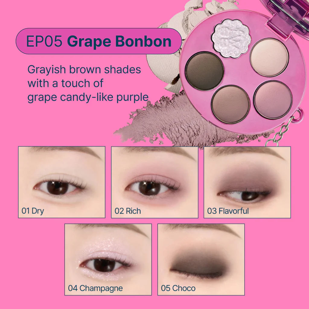 Fwee Pocket Eyeshadow Palette #EP05 Grape Bonbon 6.6g