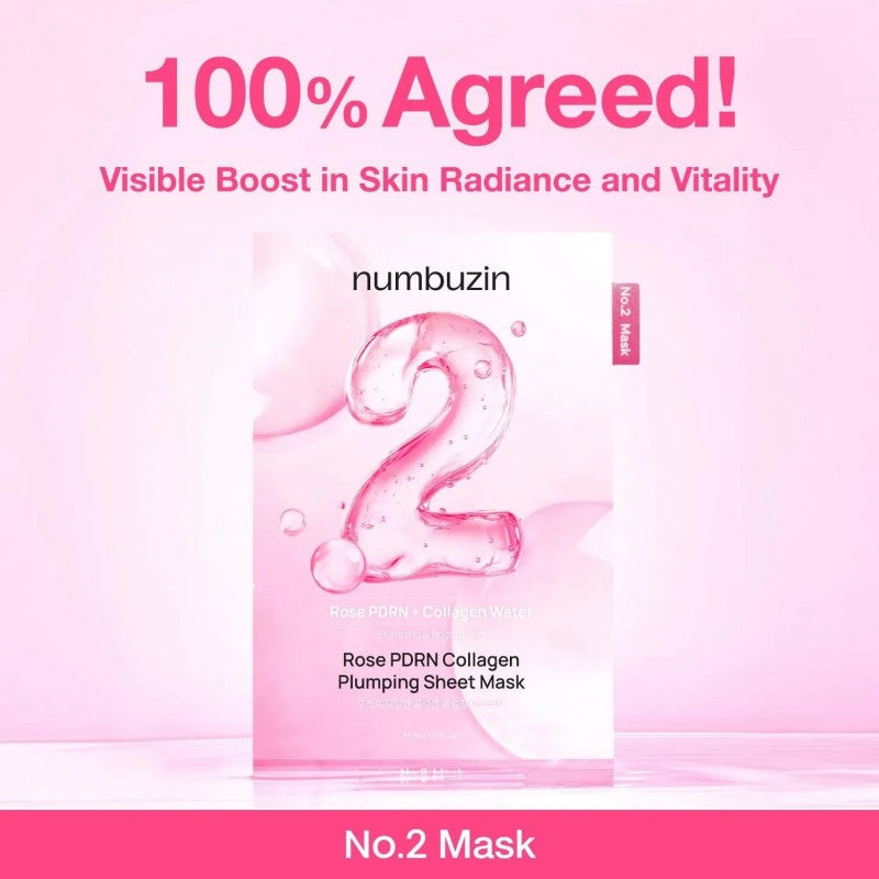 Numbuzin No.2 Rose PDRN Collagen Plumping Sheet Mask 1pcs