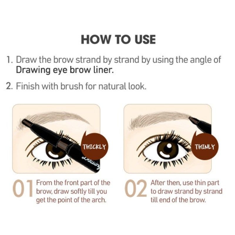 Etude House爱丽小屋双头眉笔顺滑自然#01黑棕色