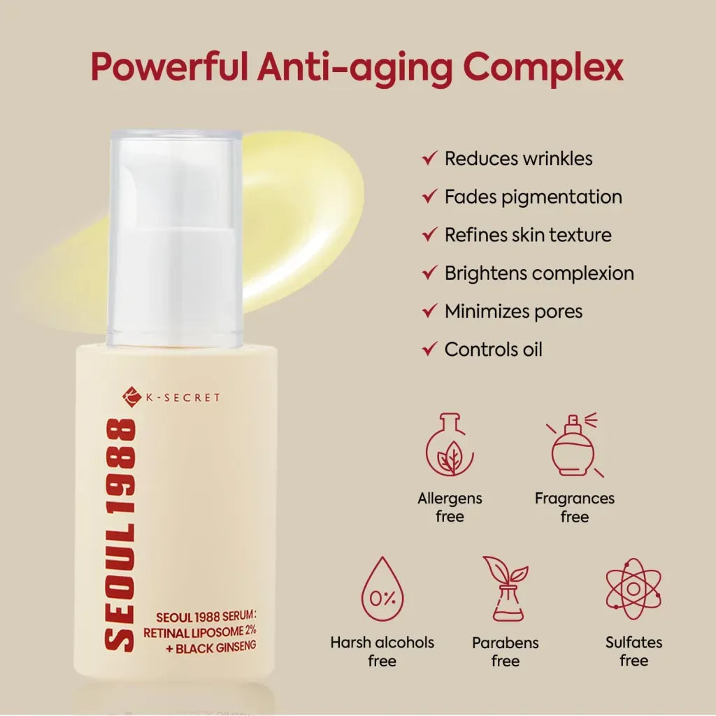Ksecret Seoul 1988 Serum Retinal Liposome 2% + Black Ginseng 30ml