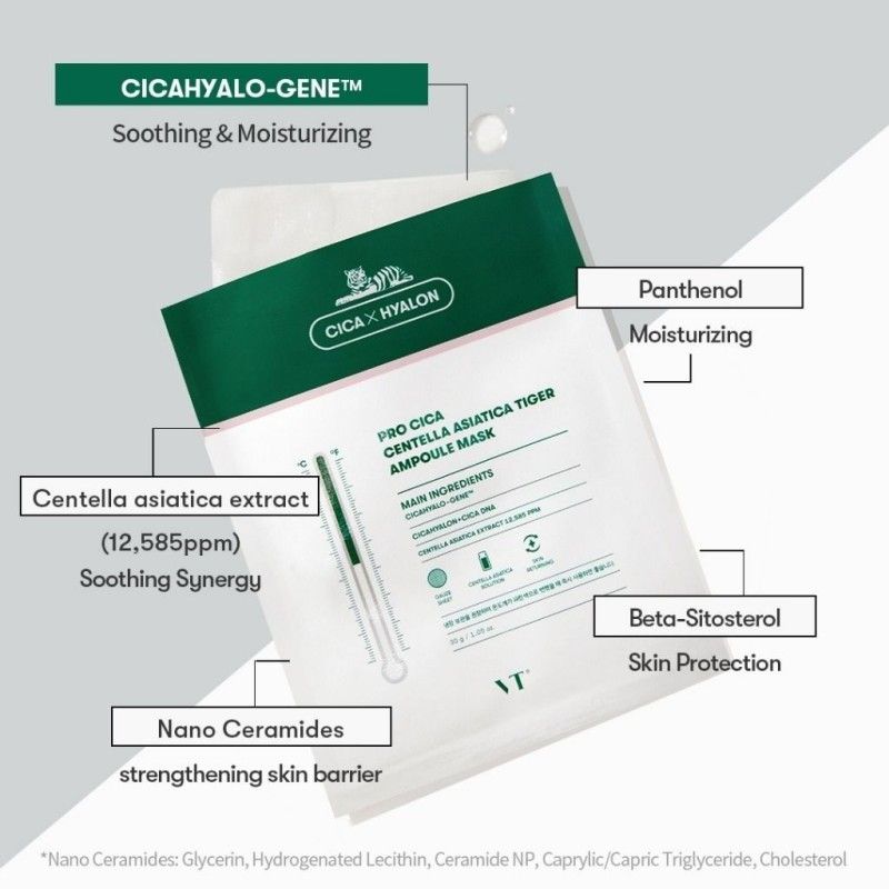 VT Pro Cica Centella Asiatica Tiger Ampoule Mask 5pcs