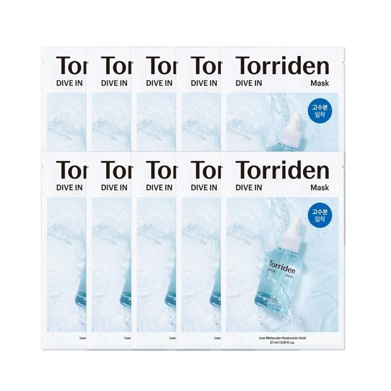 Torriden Dive-In Low Molecule Hyaluronic Acid Mask 12pcs + Cica Mask 1pcs