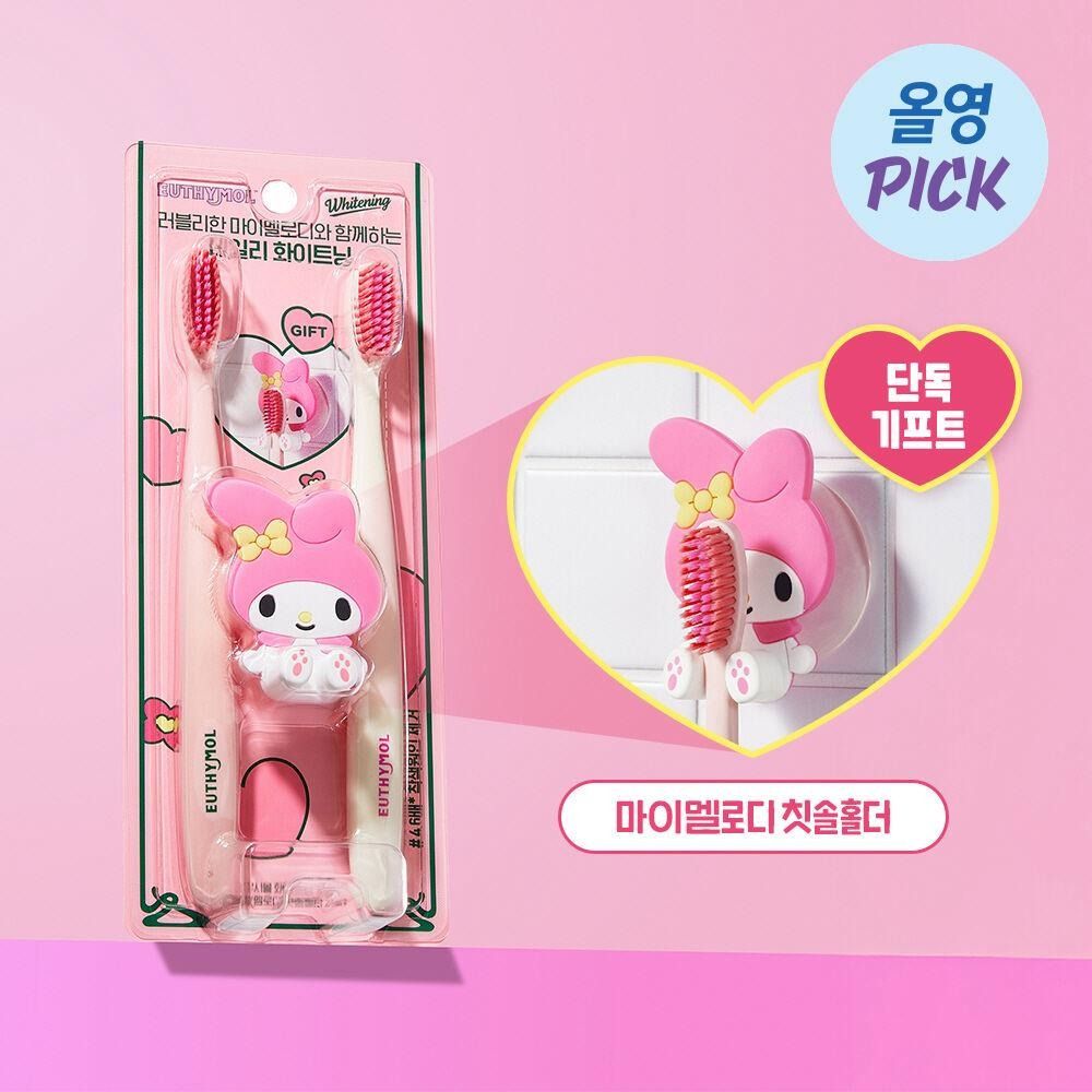 Euthymol Sanrio Whitening Toothbrush with Hook My Melody Pink 1+1pcs