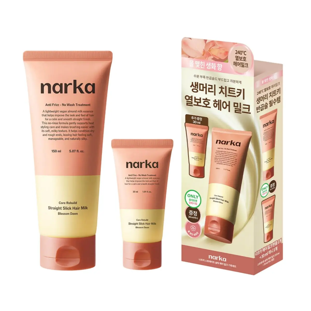 Narka Core Rebuild Straight Sleek Hair Milk Blossom Dawn 150ml+30ml