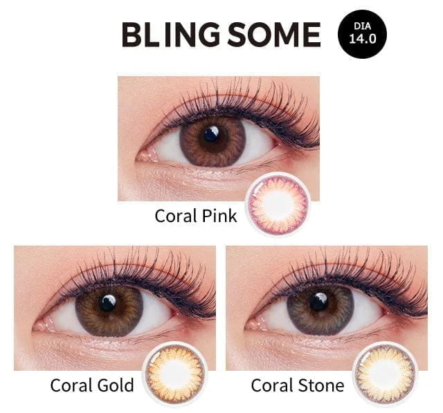 Olens 1-Month Color Contact Lens Bling Some Coral Stone -7.50
