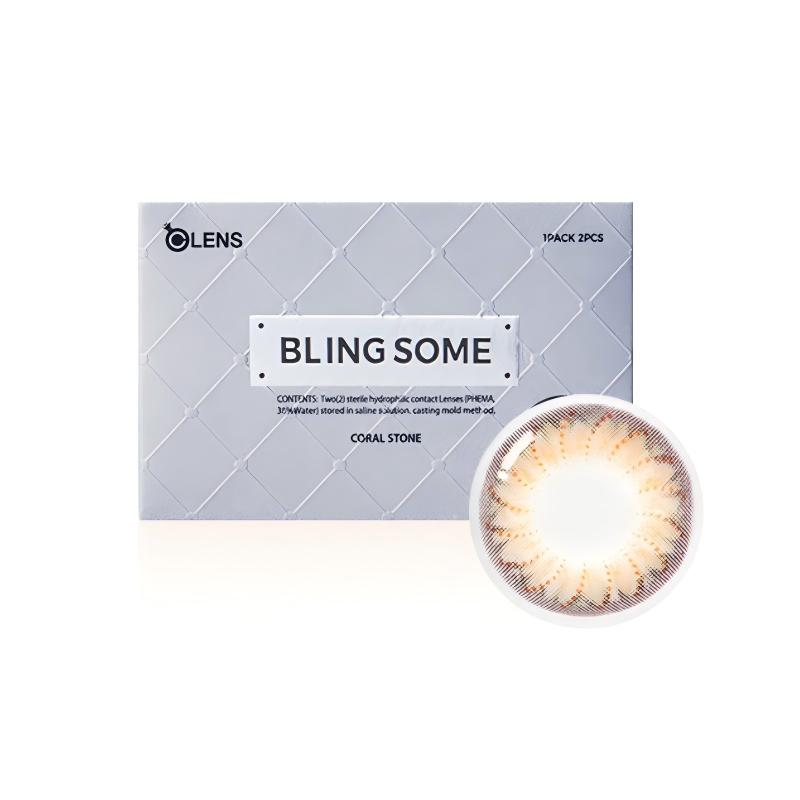 Olens 1-Month Color Contact Lens Bling Some Coral Stone -7.50