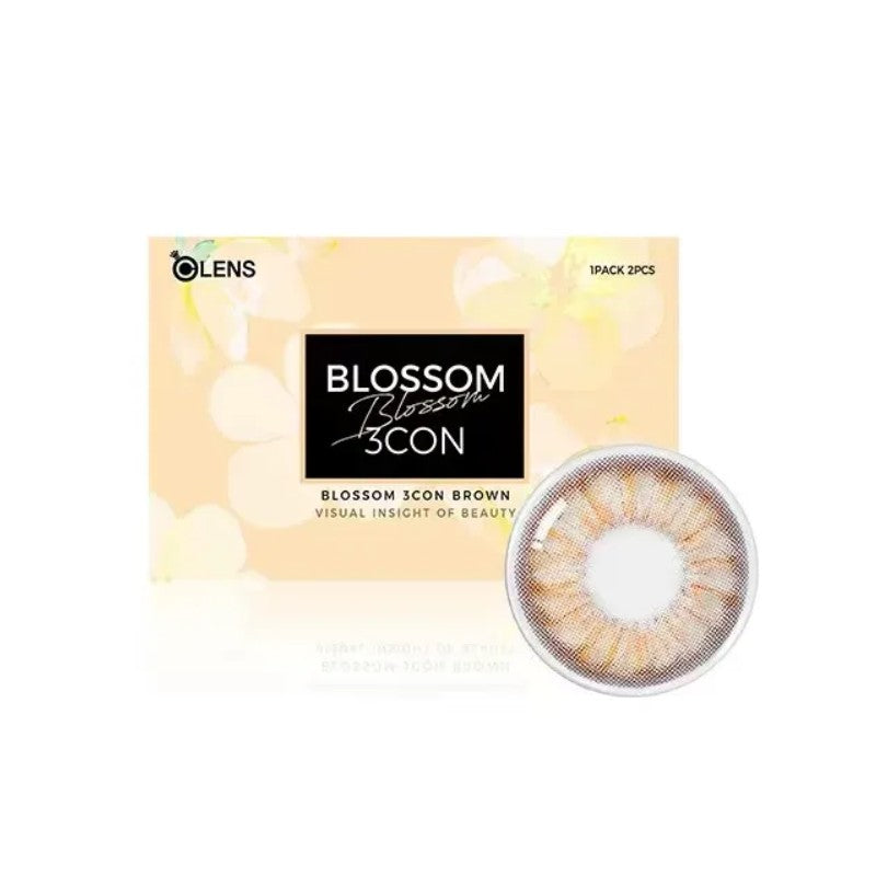 Olens 1-Month Colored Contact Lenses Blossom 3Con Brown -1.00