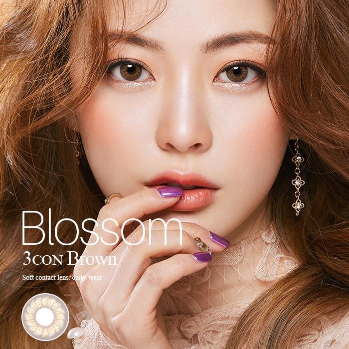 Olens 1-Month Colored Contact Lenses Blossom 3Con Brown -1.00