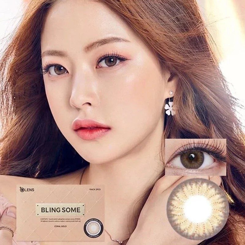 Olens Bling Some 1-Month Colored Contact Lens Coral Gold -1.00