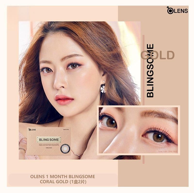 Olens Bling Some 1-Month Colored Contact Lens Coral Gold -1.00