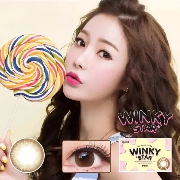 Olens 1 Month Colored Contact Lens Winky Star Brown ±000 2pcs